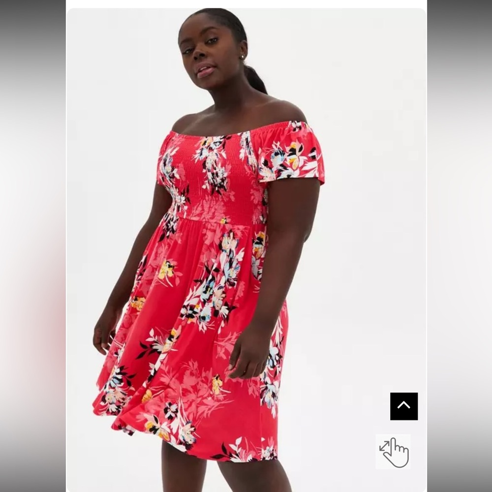 Torrid Floral Super Soft Off-Shoulder Dress